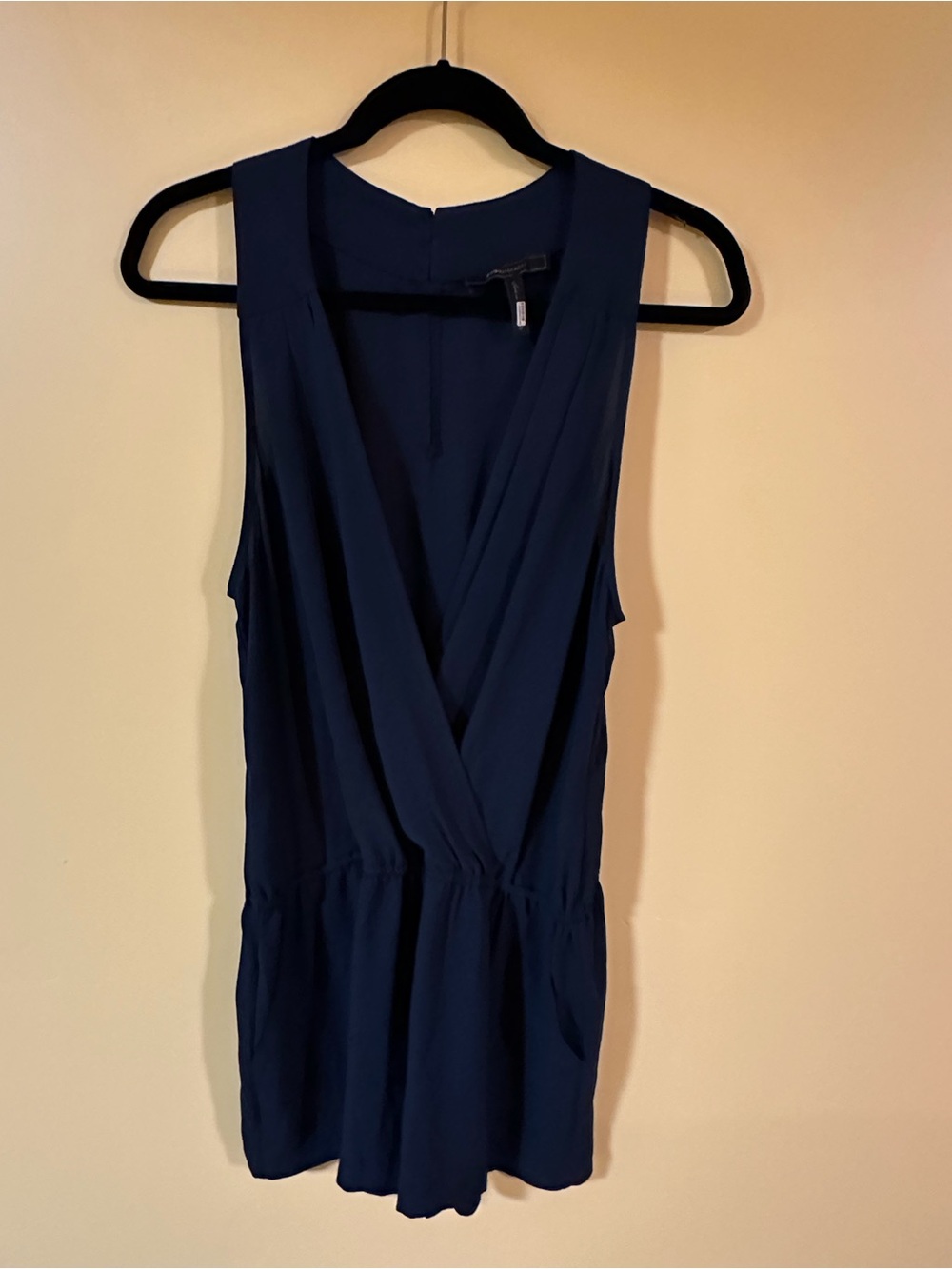 BCBGMaxAzria Navy Sleeveless V-Neck Romper